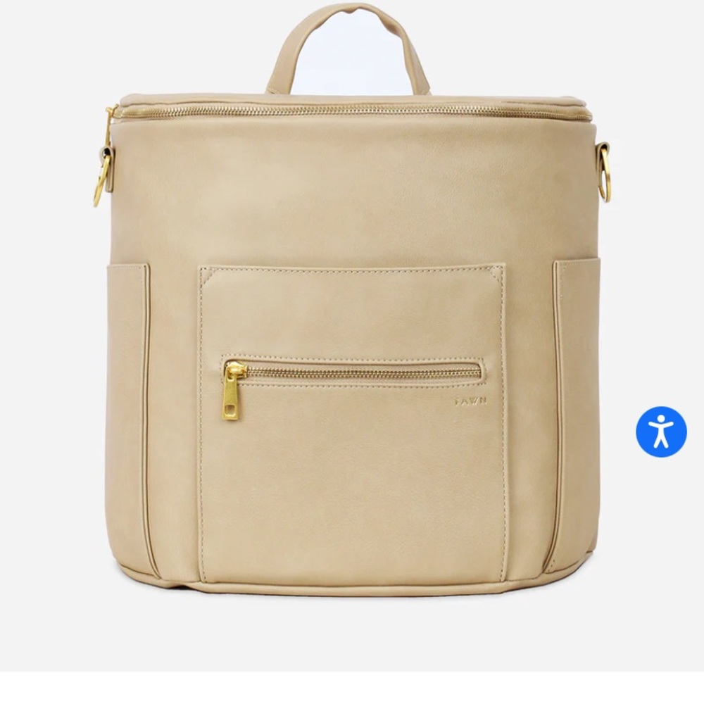 New  Fawn Design The Original Diaper Bag Backpack Light Grey Color Gold Hardware